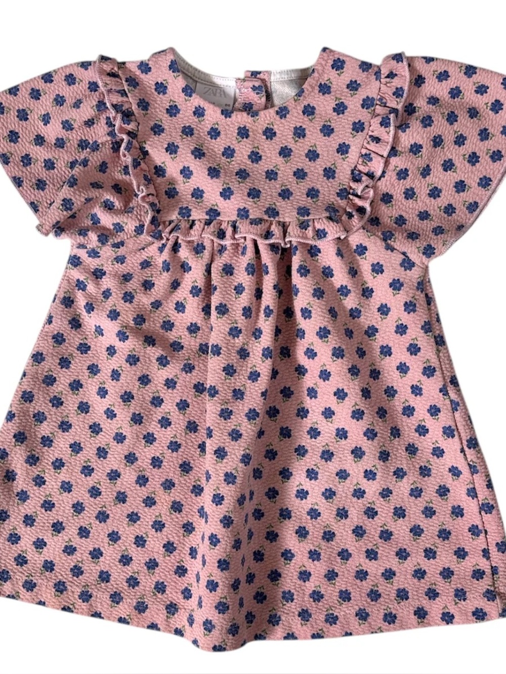 Zara Pink and Blue floral Patterned Baby Dress NWT 3t
